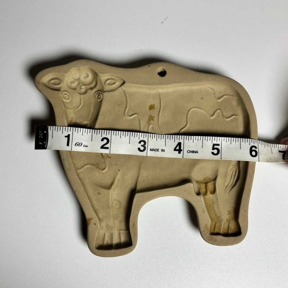 Brown Bag Cookie Art 1986 Hill Design Inc Cow Stoneware Cookie Mold Vtg Stained